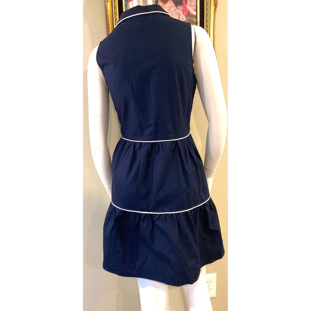 Kiel James Patrick Dress Nautical Tiered Sleeveless with White Piping Trim - Picture 8 of 15